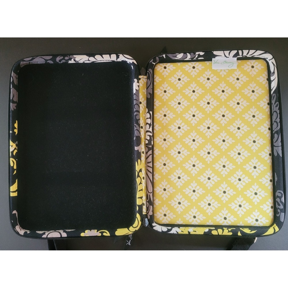 Vera Bradley Baroque Mini Laptop Case Hard Shell Tablet Bag Floral Yellow Gray - Picture 3 of 5